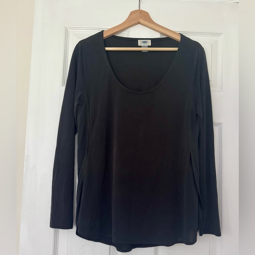 Old Navy Women's Dark charcoal Long Sleeve Soft Modal Blouse Medium